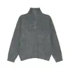 Chaqueta de punto de cuello alto gris estilo coreano para hombre en otoño e invierno Marca de moda Tejido de punto para capas interiores perezosas y relajadas