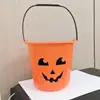 Lanterna de Abóbora de Halloween Portátil Infantil Balde de Doces Decoração de Halloween Transfronteiriça Adereços Balde de Doces de Abóbora Engraçada
