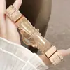Relógio Feminino Moderno Rose Gold Totalmente Cravejado com Números Romanos, Mostrador Requintado, Movimento a Quartzo, Relógio de Pulso Multidial Tendência