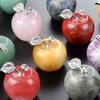 1742-30mm Manzana Grande Adorno de Piedra de Cristal Natural Nochebuena Adorno de Manzana de Cristal
