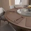 Manteles en forma de abanico de lujo ligero, manteles estilo occidental de imitación piel, tapetes de mesa de PVC, manteles impermeables y resistentes al calor, manteles de dos tonos, vajilla engrosada