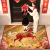 2026 Año del Caballo Alfombra de Piso de Terciopelo con Cristal Rojo Alfombra de Piso para Entrada de Año Nuevo Alfombrilla Antideslizante para Pies Alfombrilla Resistente a la Suciedad para Pies