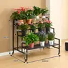 Estante para flores, estantería, estante para suculentas de balcón, estante de macetas de nuevo estilo de pie para sala de estar, hierro forjado, móvil, estante para flores de múltiples capas