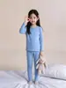 Roupa de Casa Infantil Roupas e Calças de Outono Infantis Meninos e Meninas Roupa de Casa para Bebê Malha Térmica de Algodão Pijamas Roupa de Casa Engrossada