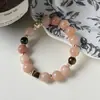 Pulsera de Plata de Ley 925 con Piedra Ojo de Tigre y Piedra Solar, Cuentas de Plata para Mujer, Diseño Simple Estilo Chino Nuevo, Joyería de Mano Versátil con Cuentas B6878