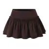 Falda Abullonada Juvenil Dulce y Picante Anti-Exposición, Nueva Falda Corta Fruncida de Cintura Baja de Otoño, Minifalda, Falda de Pastel