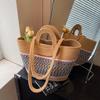 Bolso Tejido para Mujer 2025 Nuevo Bolso de Hombro de Moda Bolso Tote de Gran Capacidad Bolso de Mano para Vacaciones en la Playa