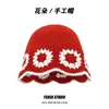 Sombrero de Pescador Tejido a Mano de Diseñador Coreano de Nicho para Mujer en Primavera y Verano para Viajes Sombrero de Cubo Pequeño Calado Tejido que Muestra la Cara