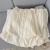 Conjunto de Pijama de Algodón Nube de Otoño Dulce de Manga Larga y Pantalón Largo para Mujer con Almohadillas en el Pecho, Cárdigan, Ropa de Casa de Encaje, Venta al por Mayor Transfronteriza