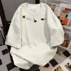 Camiseta de Manga Corta con Estampado de Letras Graffiti Suelta Estilo Coreano para Mujer Diseño de Nicho Retro Americano Verano Ropa de Trabajo Top