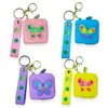 Porta-moedas de Silicone com Flor de Desenho Animado Mini Bolsa Bolsa de Armazenamento Conveniente Bolsa para Fones de Ouvido Bolsa com Chaveiro Pingente Atacado