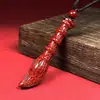 Cristal de Cinábrio Cru Areia Pingente Gota d'Água Cadeado da Paz Pincel de Caligrafia Pingente Colar de Cristal Banhado a Ouro Venda por Atacado Dropshipping