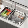Estante Retráctil para Desagüe de Fregadero de Cocina Cesta de Desagüe para Fregadero de Acero Inoxidable Almacenamiento Multifuncional para Tazas y Platos