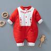 Roupas de bebê recém-nascido Algodão Inverno Bebê Macacão Inverno Algodão Fino Harper Grande Lua Cheia Vermelha Cem Dias Roupas de Ano Novo