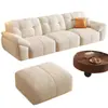 Sofá de Tela Chenilla Crema para Sala de Estar de Apartamento Pequeño Moderno Simple Estilo Nuevo Retro Sofá Nube de Fila Recta