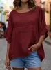 2026 Sitio Independiente de Amazon Transfronterizo Verano Nuevo Estilo Europeo y Americano para Mujer Cuello Redondo Manga Tres Cuartos Casual Holgado Top