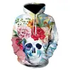 Nuevo Sudadera con Capucha Casual de Impresión Digital 3D de Calavera Tendencia Transfronteriza para Hombre