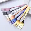 Tenedor de Fruta de Acero Inoxidable 304 Transfronterizo, Tenedor de Té Creativo de 9 Colores para el Hogar, Tenedor de Postre para Restaurante, Tenedor con Logo para Regalo
