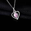 Collar de Cadena para Clavícula de Tesoro de Color con Colgante de Corazón de Amor de Diamante Amarillo Explosiones de Venta Caliente en Vivo Lujo Europeo y Americano Cristal Rosa Collar con Forma de Corazón