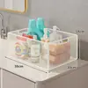 Estante de almacenamiento debajo del mueble del baño, organizador de piso para el baño, estante junto a la lavadora, carrito de almacenamiento para detergente de lavandería