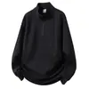 Moletom com Gola Alta, Meio Zíper e Bolso Lateral Masculino 2025 Novo Estilo Coreano Fashionável High-End Casual Esportivo Manga Longa