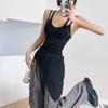 Atacado Transfronteiriço Camisola Transparente com Gola Halter para Mulheres, Top Sem Mangas Camada Irregular Sexy de Nicho para o Verão