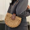 Bolso de Paja Tejida para Mujer 2025 Nuevo Verano Versátil de Gama Alta Cruzado Bolso de Playa para Vacaciones en la Costa Bolso Silla de Montar