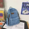 Mochila Escolar Femenina Estudiantes de Secundaria Estudiantes de Secundaria Mochila de Gran Capacidad Estudiantes Universitarios Lona de Mezclilla Todo Combinación Mochila de Viaje Moderna
