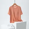 Venta al por mayor del fabricante, Top Nuevo Estilo de Manga Corta con Copa Integrada, Aceite de Coco, Tacto de Alta Gama, Color Sólido, Sencillo, Casual, Versátil