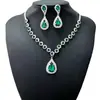 Joyería de Novia para Mujer Set Moda Lujo Diamante Cristal Gotas Collar Pendientes Dos Piezas Accesorios para Vestido