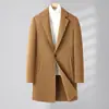 Abrigo de lana de doble cara para otoño e invierno 2023 abrigo casual de longitud media para hombre abrigo de lana cuello de solapa gabardina para hombre
