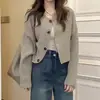 Suéter Curto de Tricô Outono e Inverno Novo Estilo Coreano Solto Emagrecedor Suéter Cardigan Roupa Exterior Feminina Top Morcego