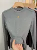 Top de manga larga con cuello redondo y línea de hombros para mujer, temporada de primavera y otoño 2026, estilo coreano, simple, casual, para ir al trabajo, moderno, versátil, camiseta básica