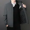 Roupas de Exterior Masculinas de Alto Padrão, Jaquetas Executivas com Gola Alta para Outono e Inverno, Tops Casuais para Meia-Idade, Roupas Masculinas Soltas, de Alto Padrão e de Veludo