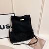 Bolso Cubo Mao Mao con Flecos Transfronterizo para Mujer Suministro Bolso de Hombro de Ante Bolso de Hombro Cruzado de Lana de Cordero para Viajero