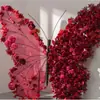 Decoración de ventana de exhibición de flores artificiales de mariposa gigante, soporte de mariposa floral, flor decorativa para accesorios de fotos y exhibición