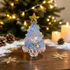 Árvore de Natal de Vidro Esmaltado Zibo com Luzes, Presente de Mesa de Natal de Vidro Escovado, Luminária Noturna, Ornamento Decorativo