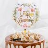 Ins Transfronterizo Impresión a Color Acrílico Inserto para Pastel de Cumpleaños Flores de Color Claro Feliz Cumpleaños Decoración para Pastel