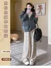 Abrigo tipo suéter con capucha suave y acogedor, conjunto de ropa de estar holgada estilo coreano para otoño e invierno, cárdigan grueso de punto, conjunto de maternidad