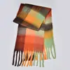 Novo Cachecol Xadrez Arco-Íris Outono e Inverno Moda Fio Loop Engrossado Quente Xadrez Franja Longo Estilo Casal
