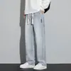 Jeans Gruesos con Forro de Felpa, Pierna Recta Holgada para Hombre, Estilo Americano, Primavera y Otoño, Cintura Elástica, Pantalones Casuales de Pierna Ancha para Invierno