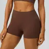 Shorts de yoga de estilo europeo y americano, sensación de segunda piel, doblemente pulidos, de cintura alta, ajustados, levanta glúteos, para deportes, fitness y running 52461