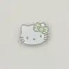 Fofo Gato KT Cabeça Xadrez Borda Prateada Laço Acessórios Acrílicos Headwear DIY Capa de Celular Buraco Decorativo Sapatos