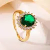 Aogu Novo Produto Transfronteiriço Moda Ins Luxo Leve Cobre Banhado a Ouro 18K Zircônia Flor Geométrica Anel Aberto para Mulheres