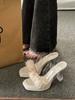 Pantuflas de Plataforma Impermeables para Exterior de Mujer 2025 Primavera Nuevo Exterior Moda Cristal Tacones Altos Pantuflas Estilo Hada