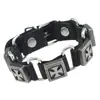 Joyería Popular de Comercio Exterior Europeo y Americano, Pulsera Creativa de Cuero Genuino Estilo Punk con Decoración de Cruz de Aleación, Pulsera Versátil de Piel de Vaca