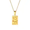 Collar con colgante de titanio grabado con carta de tarot de nicho de moda, cadena para la clavícula, simple y elegante, no se decolora