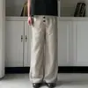 Pantalones anchos de botones con estampado de pata de gallo vintage para hombre, modernos y elegantes con un toque de alta gama, versátiles, estilo old money, pantalones largos sueltos y fluidos