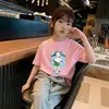 Camiseta de Manga Corta de Algodón Puro para Niñas Camiseta de Verano de Manga Media para Niñas Pequeñas y Medianas 2026 Nueva Camiseta de Verano con Dibujos Animados