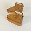 9991 Nuevo Modelo 2025 Invierno Estilo Coreano Botas de Nieve Casuales para Mujer Zapatos de Algodón Felpudo Caña Media Color Sólido Aumentadores de Altura Botas de Algodón Cálidas